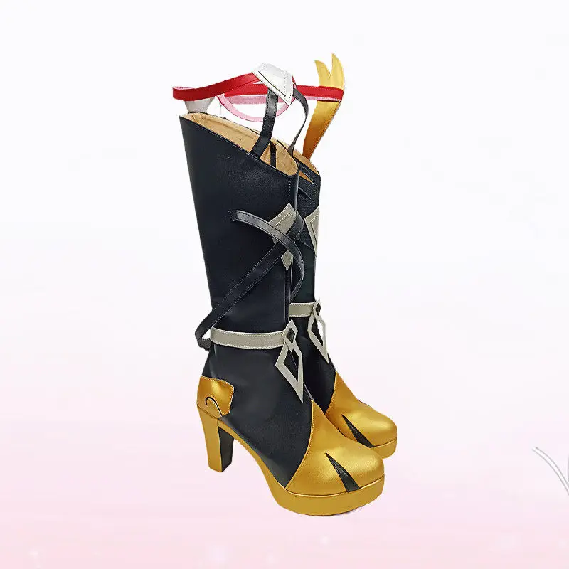 Anime Honkai Impact 3rd Herrscher of Sentience Cosplay Shoes Black High Heels Long PU Leather Boots For Halloween Carnival