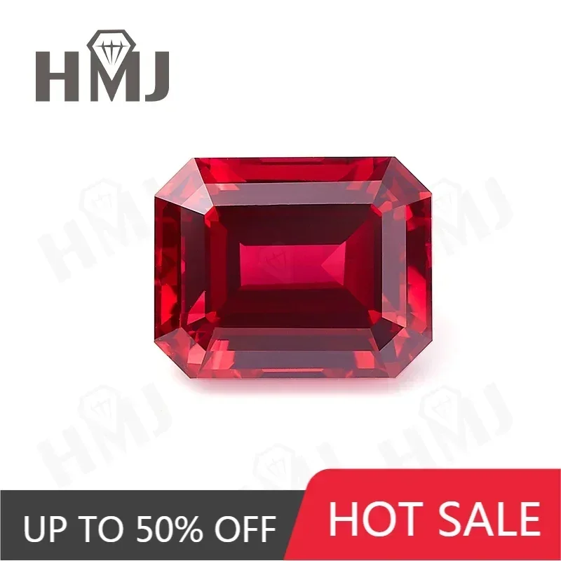 

HMJ AGL Certificate Lab Grown Ruby Pigeon Blood Red Ruby Emerald Cut VVS1 Gemstone Charms DIY Advanced Jewelry Making