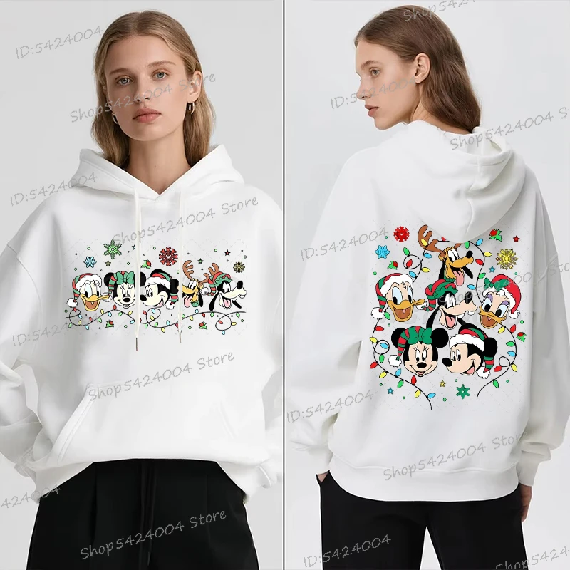 

Рождественский свитшот с Микки Другой для женщин и мужчин, пуловер с капюшоном и длинными рукавами, осень-зима, флисовое свободное рождественское пальто унисекс для пары