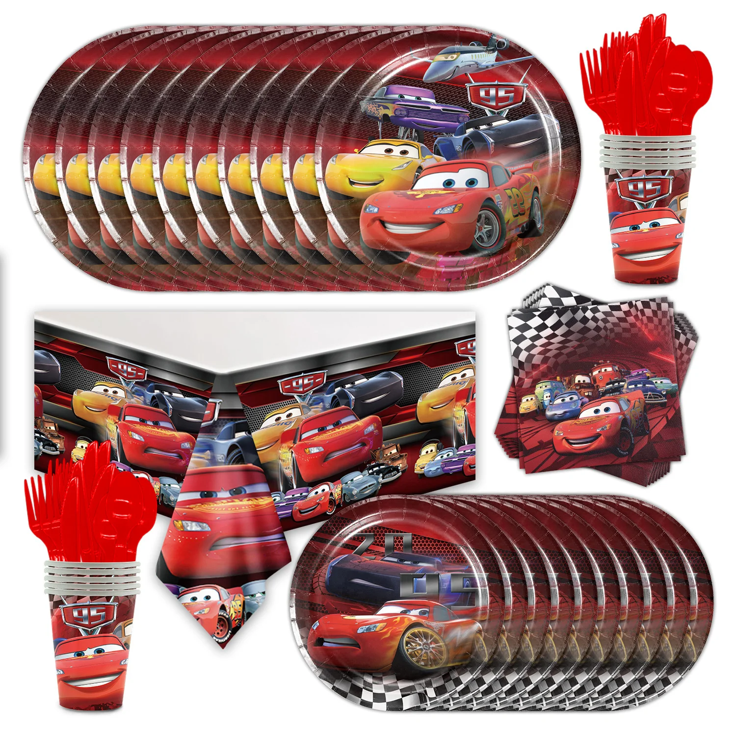 Pixar Cars – décorations d'anniversaire, vaisselle jetable, tasse, assiette, serviette, voitures Mcqueen, fournitures de fête d'anniversaire, ballons, décoration de gâteau