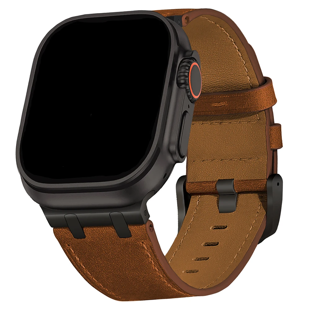 CAOWTAN Lederarmband für Apple Watch Ultra 3 2 49mm Serie 11 10 46mm Luxus-Armband für iWatch 10 9 8 7 6 5 4 SE Ultra 44 45mm 8