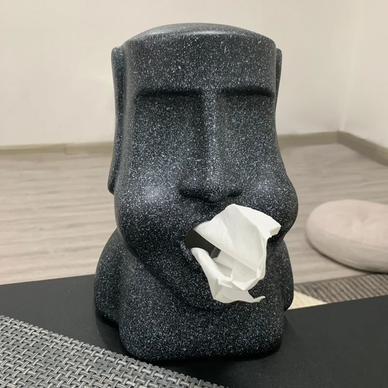 Easter Island Tissue Moai Paper Box 3D Stone Statue Figure Paper Holder Box Sanitary Paper Bar Bathroom Hotel Storage Organizer