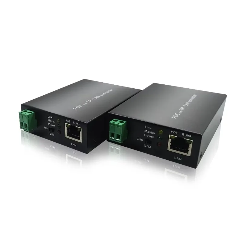 PoE Converter 10/100Mbps Over Twisted Pair 2-wire Cable 500m Long Reach PoE Ethernet Extender for IP Cameras