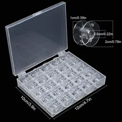 25Pcs Transparent Plastic Sewing Machine Bobbins with Case Empty Bobbins Spools Box Sewing Case Storage Box for Sewing Machine