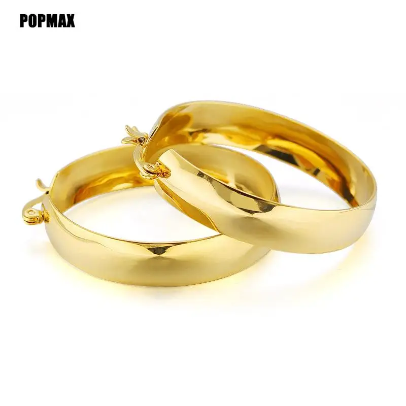 POPMAX Trendy Simple Silver Color Hoop Earrings For Women Girl Circle Round Minimalist Earrings Party NEW C-shape Jewelry Gifts