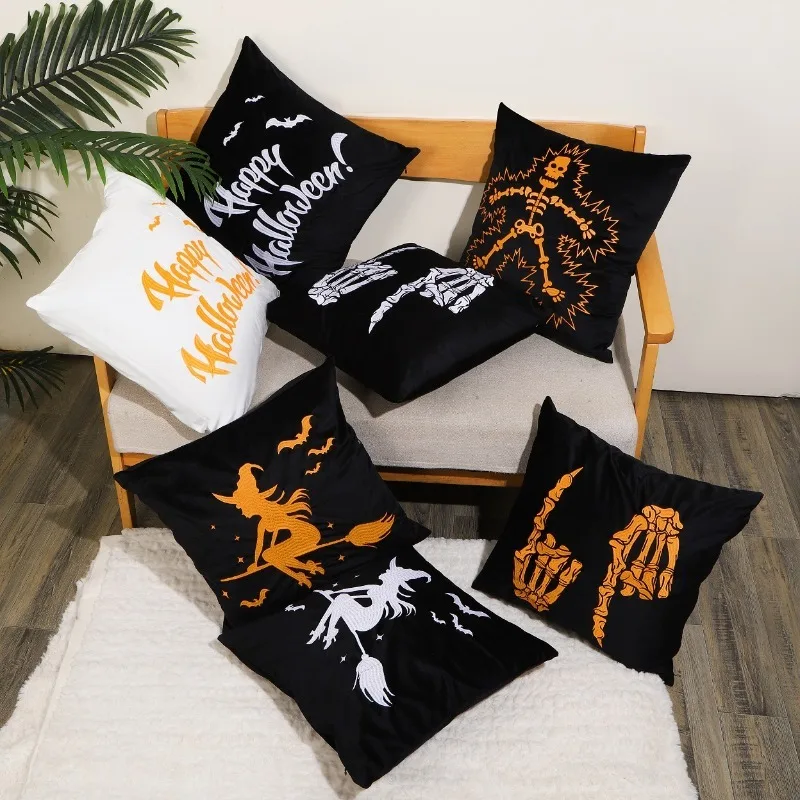 توهج الظلام هالوين وسادة غطاء المطرزة مضيئة كيس وسادة جاك يا فانوس ديكور هدية حفلة المنزل مخيف مخيف متوهجة #2