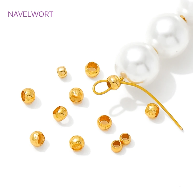 18K Gold Plated Brass Ball Crimp End Beads,2/2.5mm Stopper Spacer Beads,Crimp Beads For Jewelry,DIY Jewelry Making Accessories