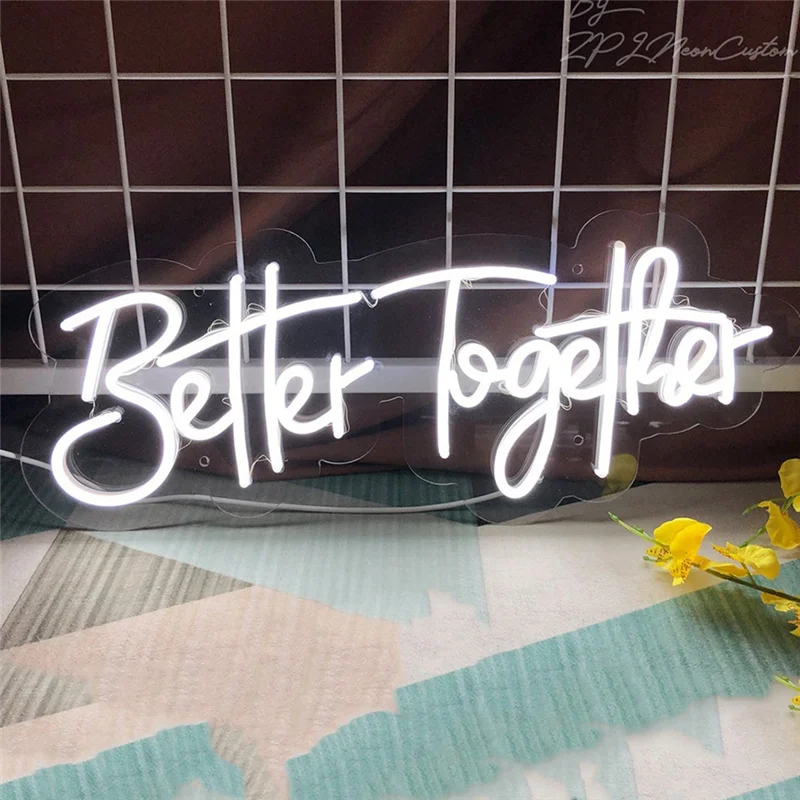 

Together Neon LED Sign Wedding Decor Party Neon Sign LED Lights Bedroom Room Decoration Wall Married Neon Lights Durable