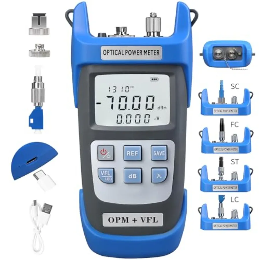 

【New model】Rechargeable Optical Power Meter A-C710B -70~+10dBm Fiber Optic Tester Optical Power 15 All-in-one Machine Suitable