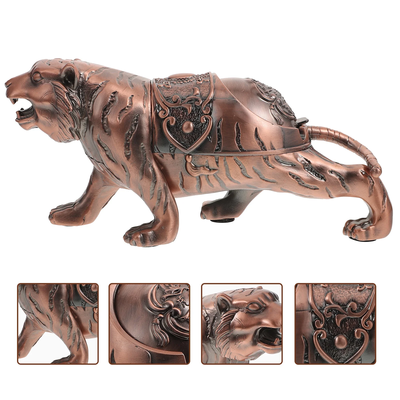

Tiger Ashtray Creative Holder Lidded Container with Unique Zinc Alloy Decorations
