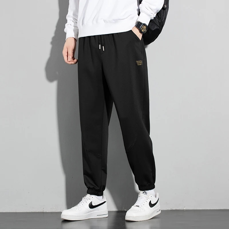 Moda coreana tasche elastiche a vita alta abbigliamento uomo tinta unita primavera autunno pantaloni Bloomers Office Lady Harem Pants