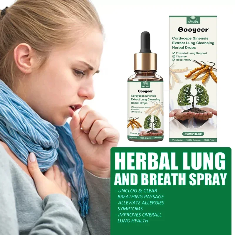 5PCS Herbal Lung Cleanse Detox Drops Mucus Clearing Support Respiratory Health Soothing Sore Throat Relief Effective Formula