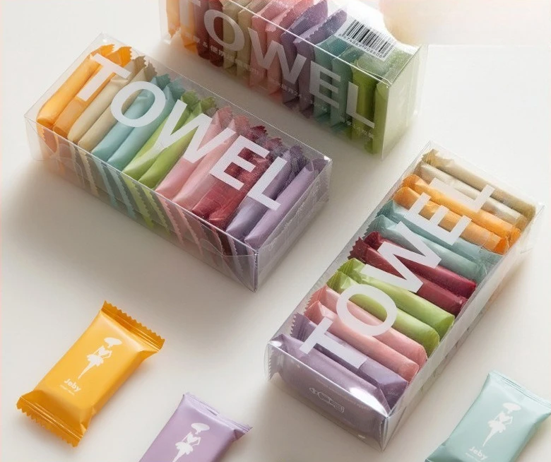 Asciugamano compresso usa e getta Asciugamano per il viso Asciugamano da bagno in puro cotone addensato e allargato Asciugamano per il viso portatile detergente