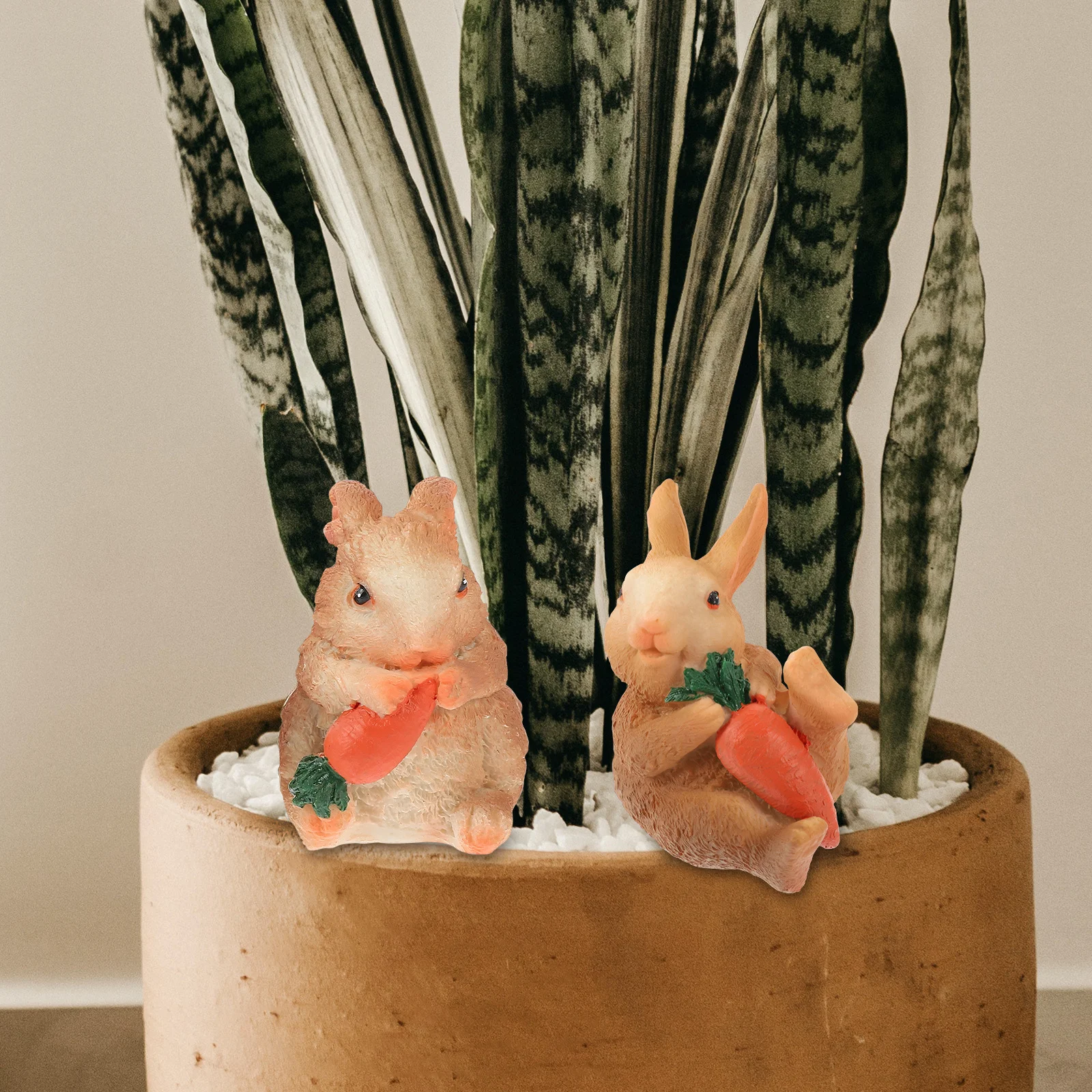 

6Pcs Mini Rabbit Figurines Resin Bunny Decorations Easter Desktop Garden Micro Landscape Ornaments Cartoon Style Rabbit