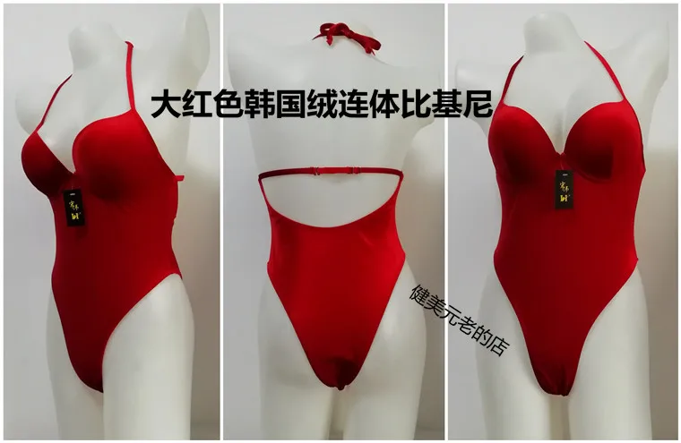 Bikini de terciopelo coreano negro Popular para mujer, modelo de Fitness, traje de competición de Bikini de una pieza NPC IFBB