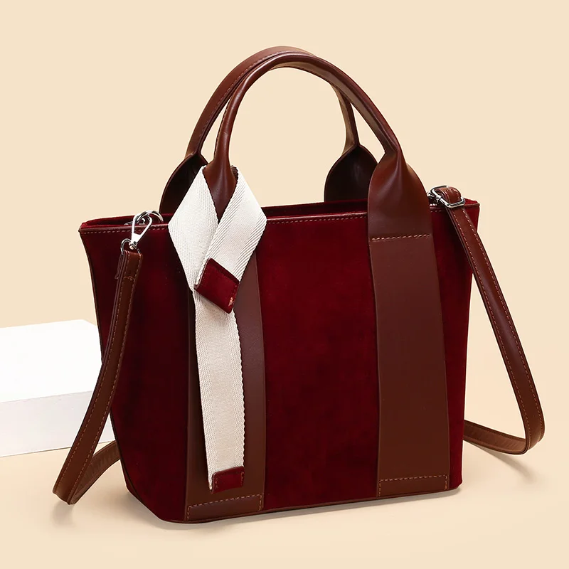 

Осенне-зимняя винтажная женская сумка, большая вместительная замшевая сумка на плечо, однотонная повседневная сумка для путешествий, сумки для покупок в стиле ретро