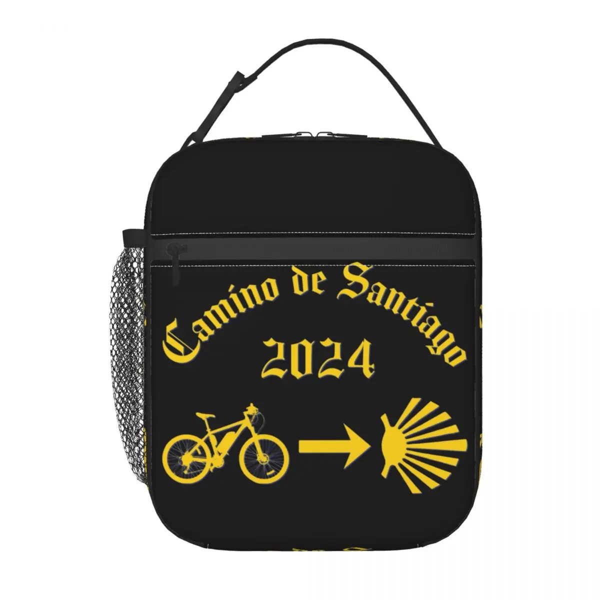 Camino De Santiago Portable Lunch Box Women Leakproof Bicycle Yellow Arrow Scallop Shell Cooler Thermal Food Insulated Lunch Bag