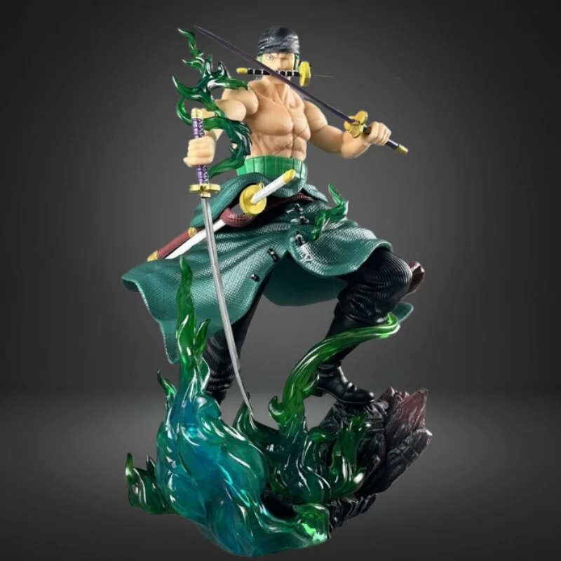 

25cm Lx One Piece Roronoa Zoro Three Heads Replace Anime Figure Model Statue Boy Collection Desktop Doll Decoration Ornament Toy