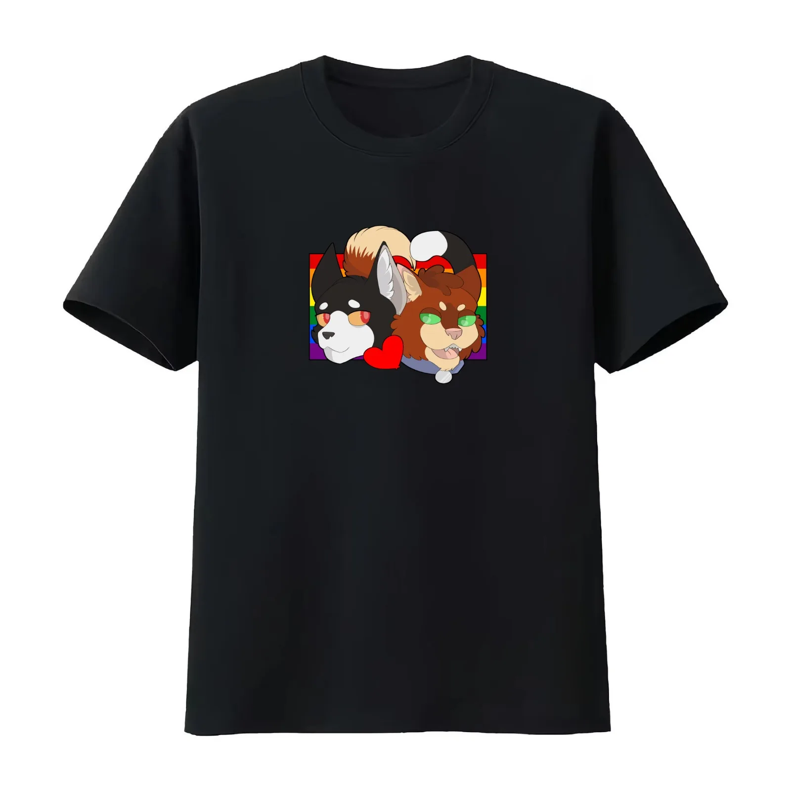 Gay Cats T-Shirt Summer Casual Cotton Tee Oversized Streetwear Tops Vintage Graphic Print Loose Fit Short Sleeve