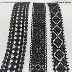 Black White Hollow Out Floral Embroidered Lace Ribbon DIY Apparel Sewing Fabric Lace Tape Dress Clothing Decoration