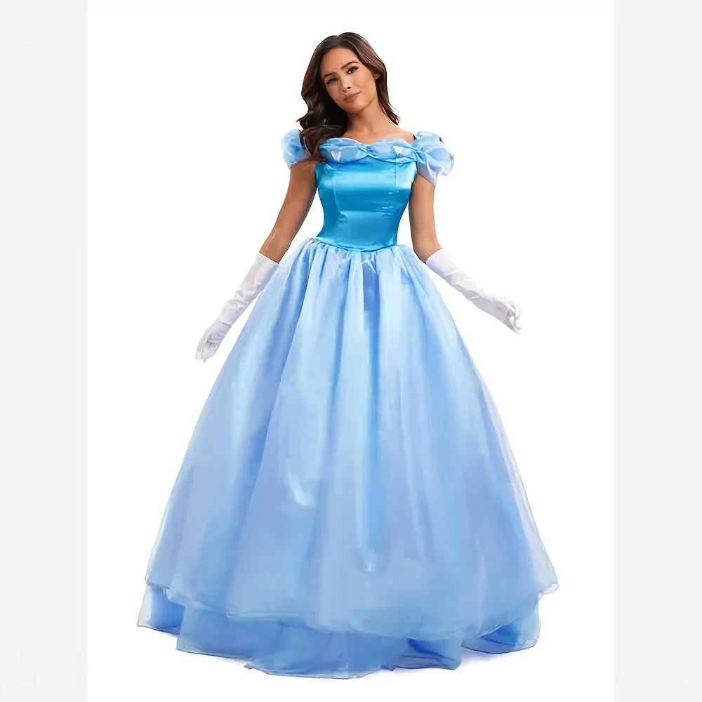 

High-Quality Women's and Girls' Costumes, Halloween Dresses, Elegant Blue Ball Gowns, Princess Party Role-Playing Costumes, Fa