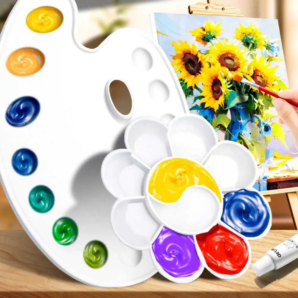 

Oil Painting Plastic Oil Watercolor Palette White Crafts Art Pigment Tray DIY Painting Palettes Graffiti