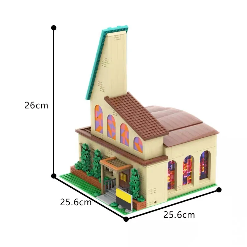 Bloques MOC City House Anime Simpsoned Modular Springfield Iglesia arquitectura modelo Kit de bloques de construcción rompecabezas DIY juguete regalo para niños