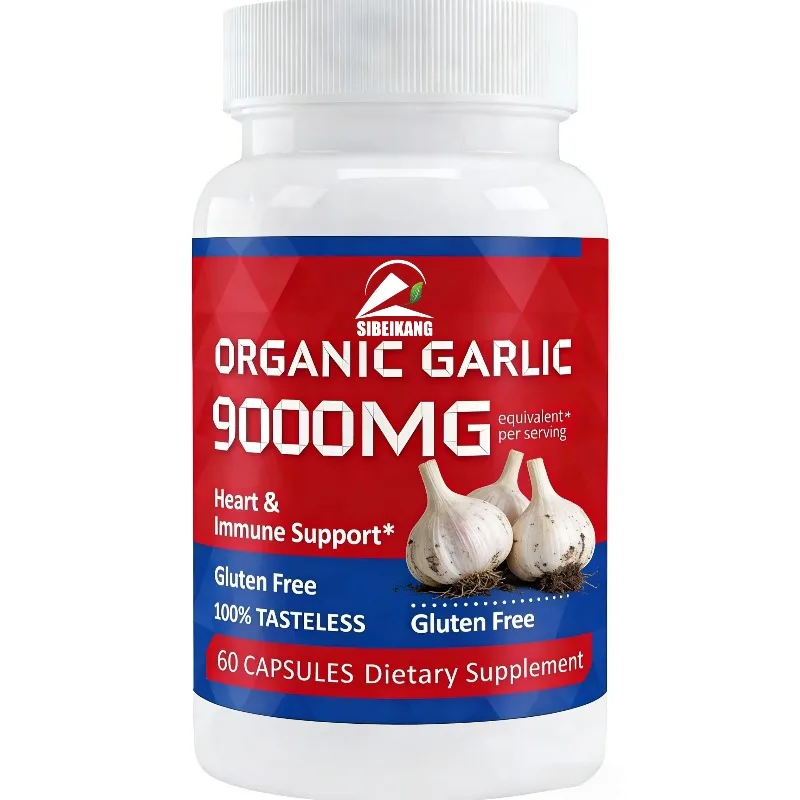 

Organic 9000MG garlic supplement powder 30:1 extract formula containing selenium, iron, zinc, and manganese -60 capsules