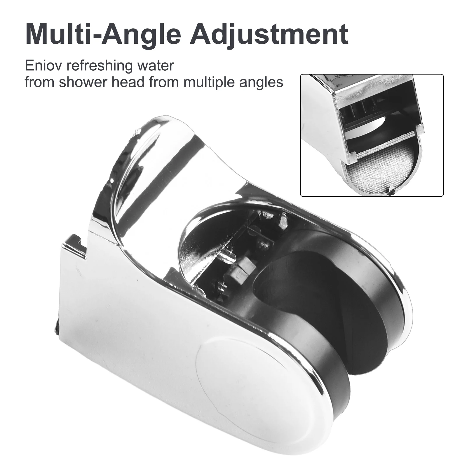 Práctico soporte de ducha impermeable, soportes de ducha, soporte ajustable, soportes para auriculares de baño, soporte de pared plateado