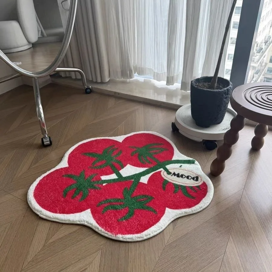 Colorful Printing Tomato Bedroom Rug Cartoon Fruit Bedside Mat Soft Living Room Carpet Area Floor Pet Pad Aesthetic Home Decor