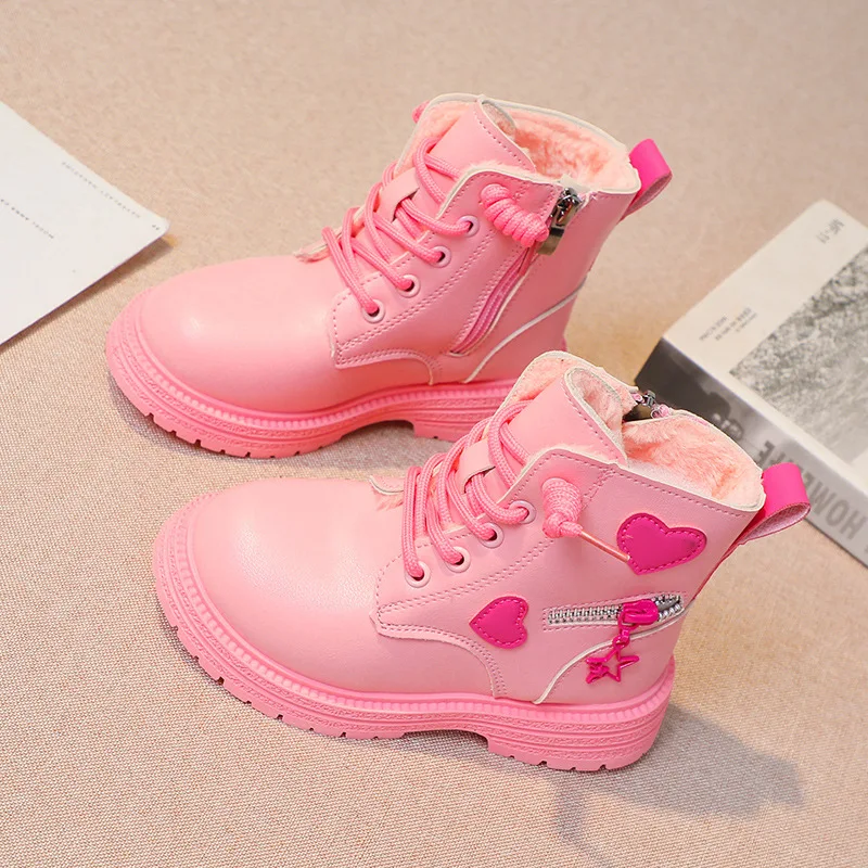 Girls Princess Boots Children Leather Shoes Kids Fashion Small Short Boots Non-slip  Wear-resistant Students Footwear