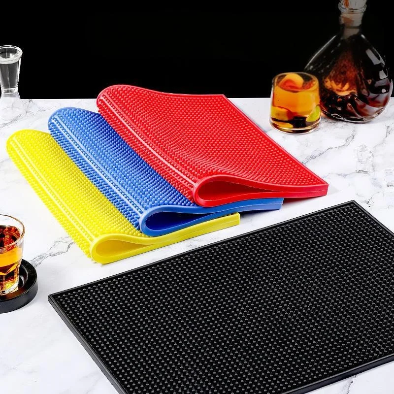 Estera de PVC para Bar, cafetera, encimera, esteras para derrames, estera de servicio de Bar, estera de secado de vidrio para Barista, cóctel, barman, color negro