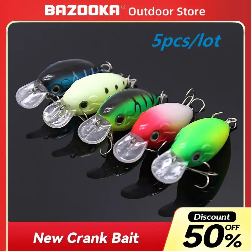 

Bazooka-Minnow Crankbait Fishing Lure, 3D Fish Eye, Mini Wobblers, Far Throw Vibration Pike, Japan Bass, Winter Bait Accessories