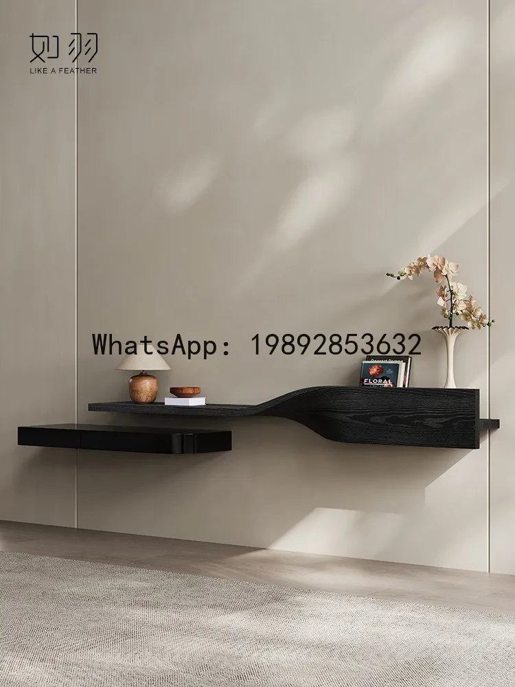 

DSA solid wood suspended ultra-thin TV cabinet living room wall-mounted art personality high-end retro