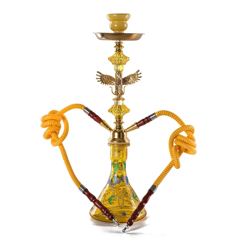 

Eagle Design Medium Arabic Hookah - 2 Hose Middle Eastern Style Glass Shisha Pipe, Premium Hookah Set with Traditional Flair