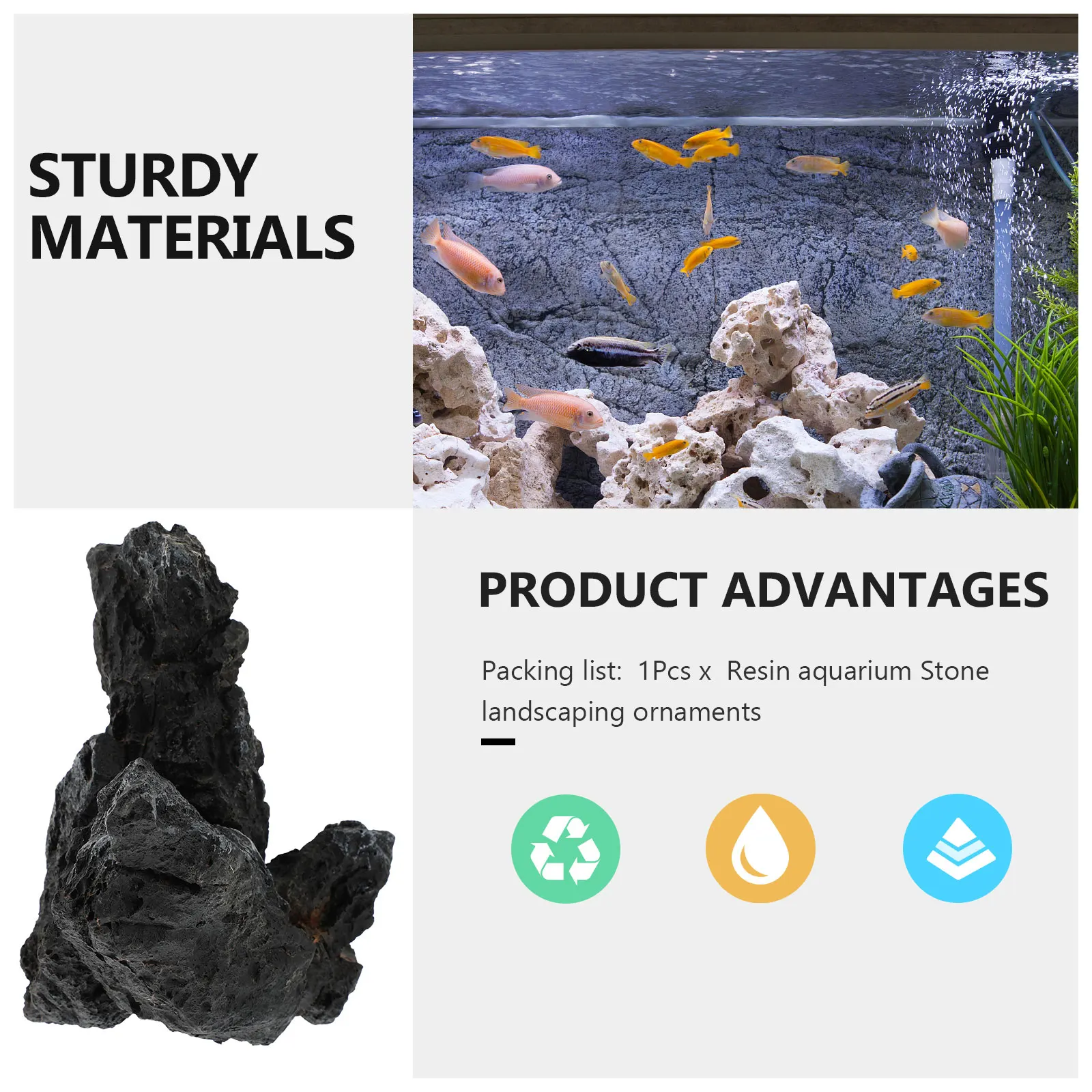 

Aquarium Stone Ornaments Premium Resin Safe Eco Tank Decoration Realistic Landscape Mini Cobblestone Pet Supplies