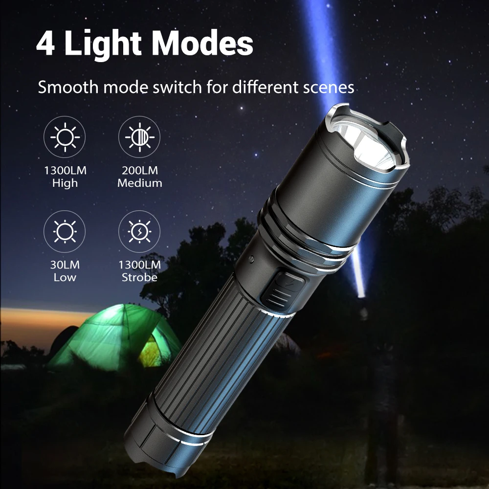 Klarus A1 Pro Rechargeable Flashlight With USB charging LED Lantern Tactical Flashlight 18650 Torch 1300LM 230Meters IPX6 Hiking