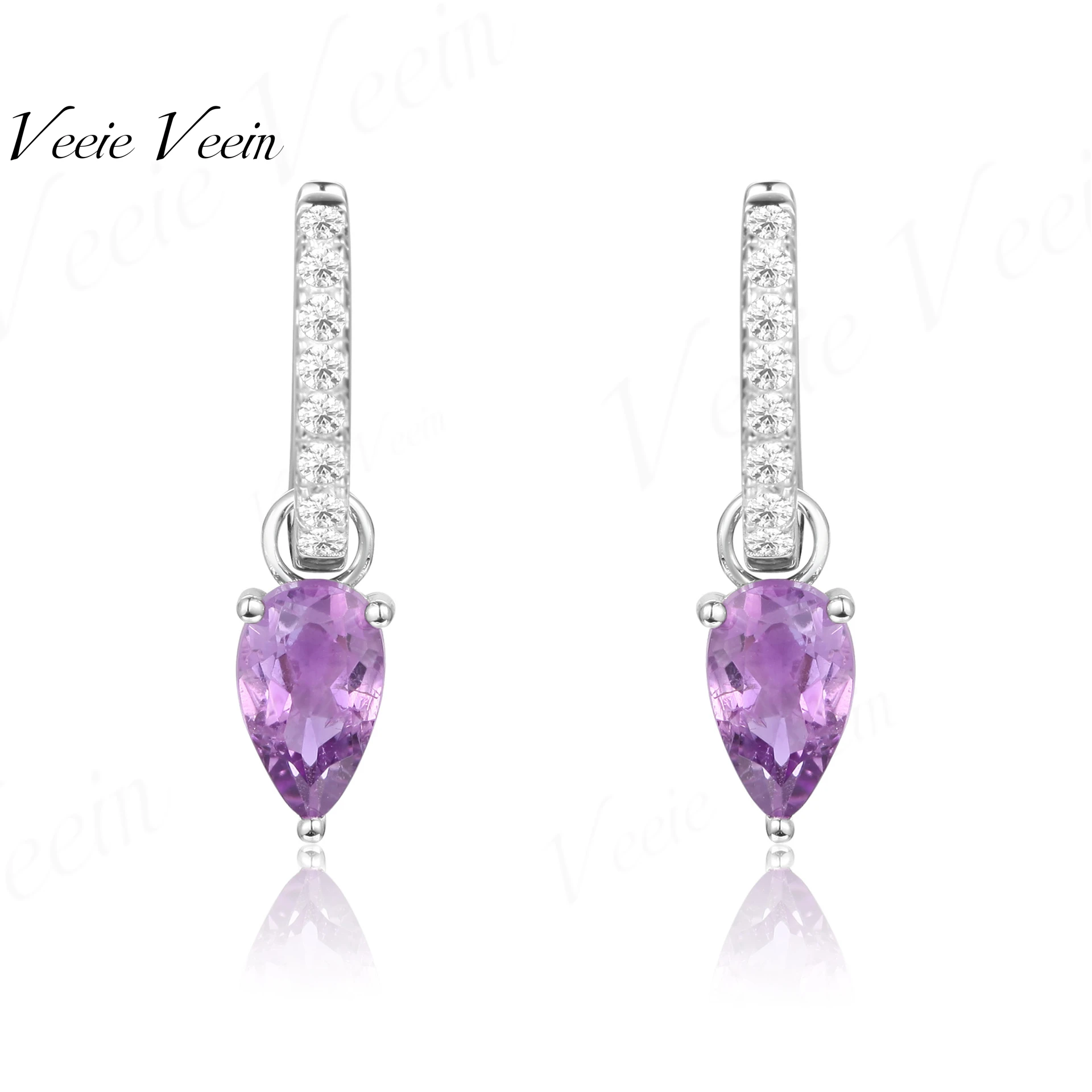 Veeie Veein Jewelry French Elegant Lavender Amethyst Earrings Minimalist Integrated S925 Sterling Silver Stud Earrings For Women
