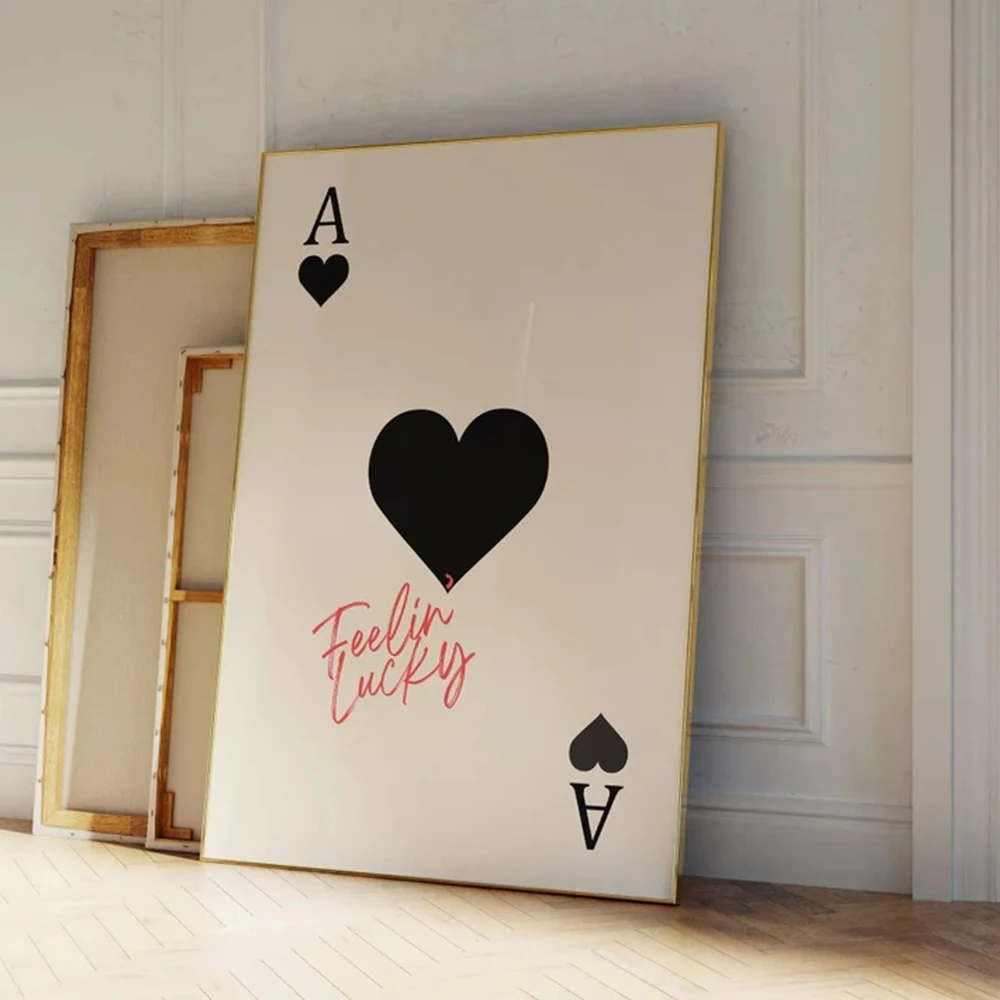 Modern Trendy Ace of Hearts Playing Card Wall Art Prints Canvas Painting Poster Pictures For Kitchen Room Home Decor