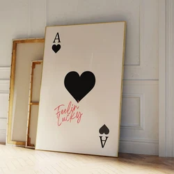 Modern Trendy Ace of Hearts Playing Card Wall Art Prints Canvas Painting Poster Pictures For Kitchen Room Home Decor