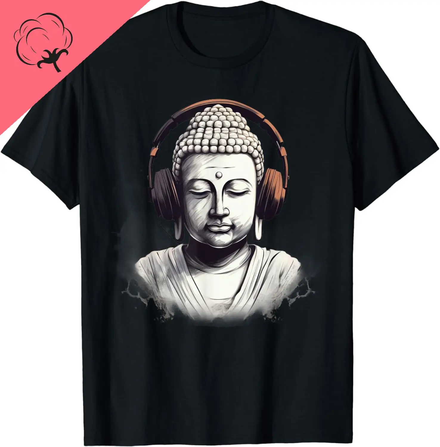 Buddha with Headphones, Zen Buddha, Hip Hop Fusion, Meditate T-Shirt Cotton Funny Clothes Tops Shirts for Women Graphic T Shirts