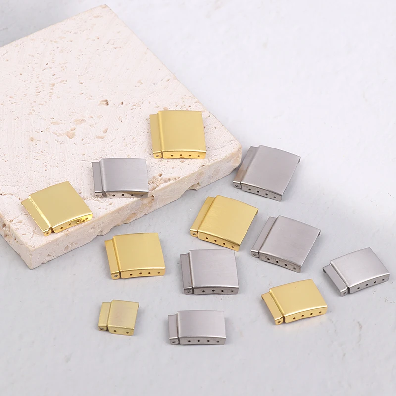 Estensore per Cinturino Orologio in Acciaio 12-22MM, Argento Dorato, con Chiusura a Gradini, Accessorio per Riparazione Orologi