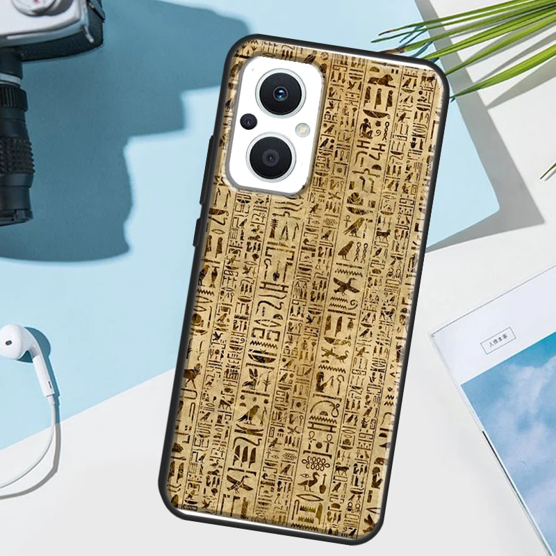 حافظة الهيروغليفية المصرية القديمة لهاتف OPPO Reno 13F 14F 12F 11F 8T 7 8 10 11 12 13 14 Pro OPPO Find X8 X6 X5 X9 Pro #5