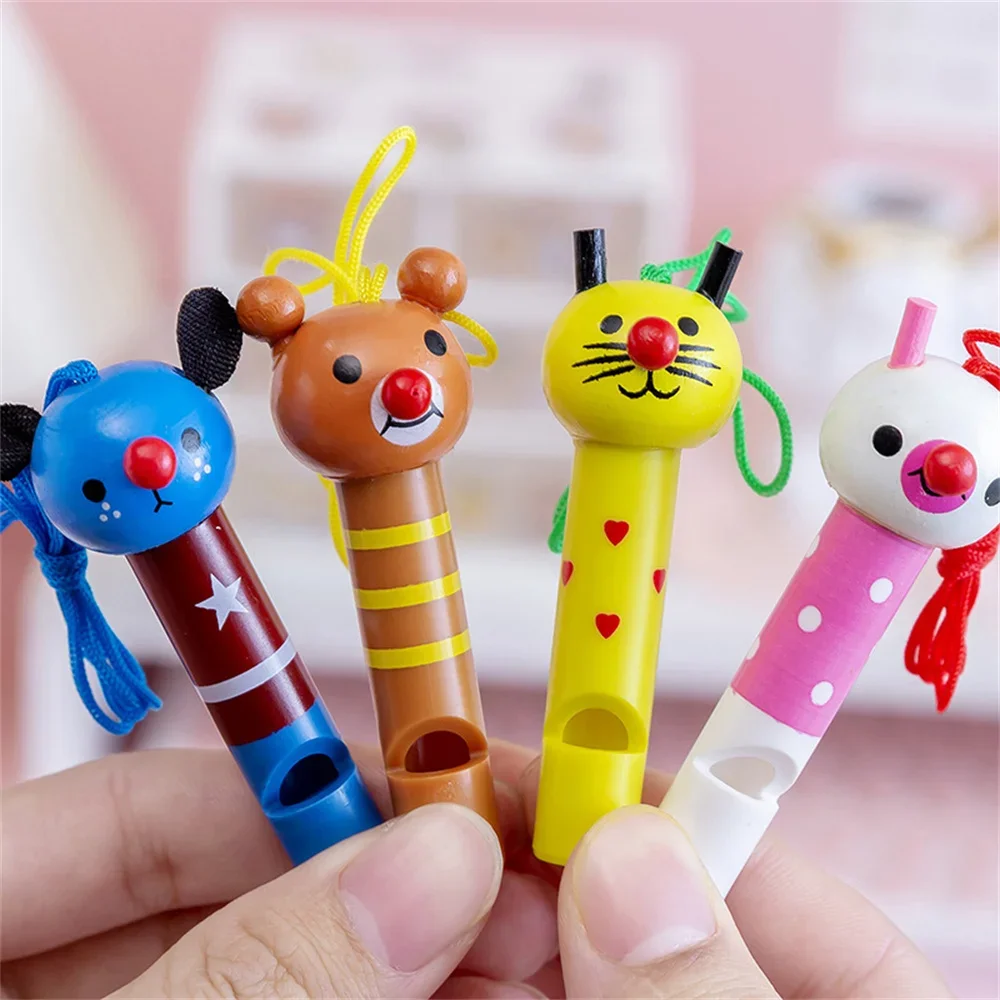 1pcs Cartoon Wooden Whistle Multicolor Whistles Noise Maker Toys for Baby Kids Children Infant Whistling Toy Party Small Gifts