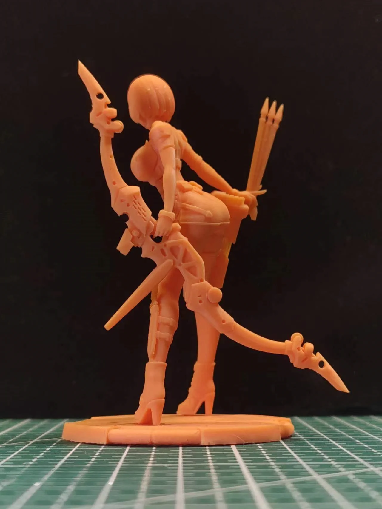 75mm Die-cast Resin Figure Model Assembling Kit GK White Film Bow and Arrow Machine Lady Model Assembling Toys