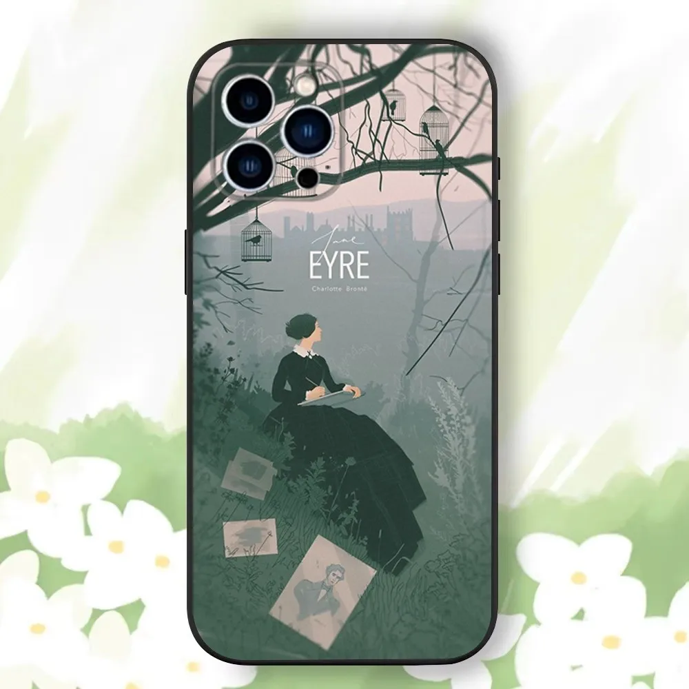 Art J-Jane E-Eyre Phone Case For iPhone 16,15,14,13,12,11 Plus,Pro Max,XS,X,XR,SE,Mini,8,7，Soft Silicone Black Cover