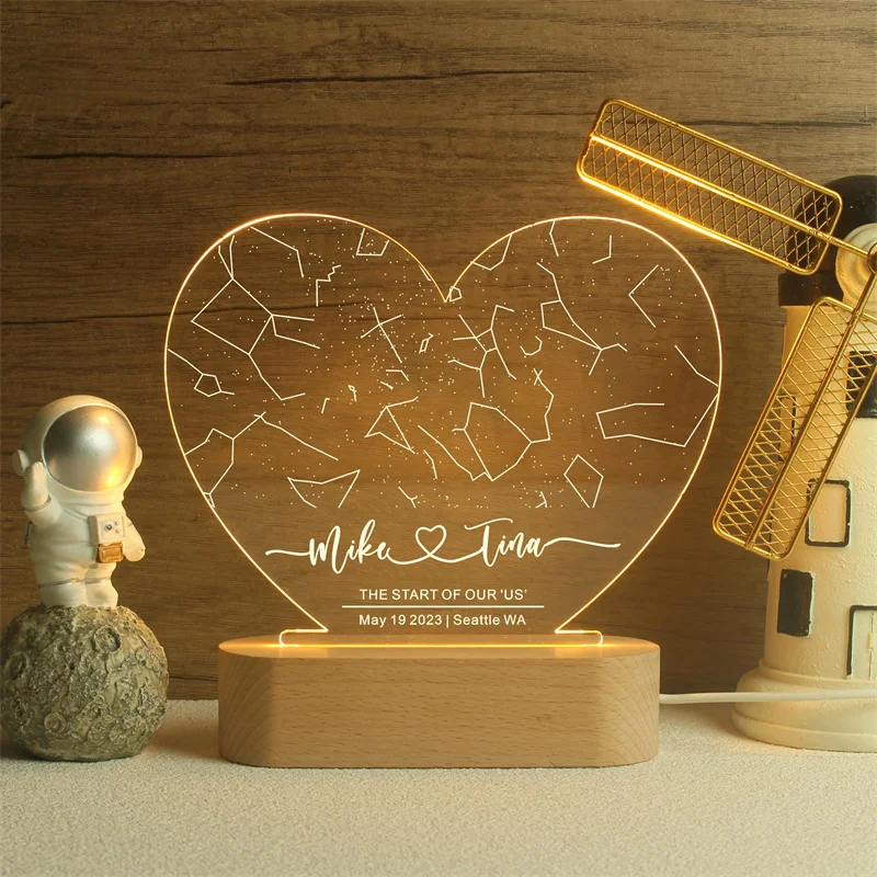 Custom Star Map By Date, Star Map Night Light, Personalized Constellation Map, Engagement Gift,Star Chart Gift,Gift For Couples