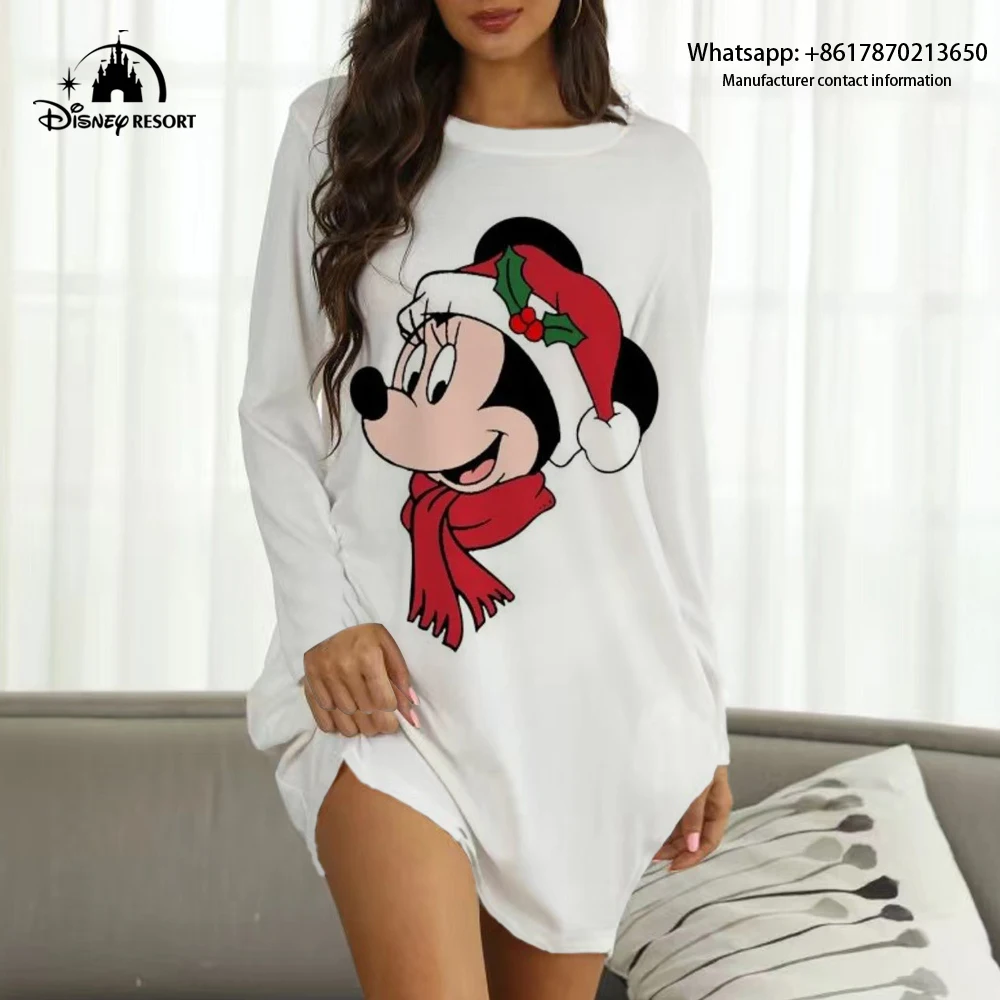 Boże narodzenie nowy Mickey i Minnie nadruk Anime 2022 Disney marka jesień damski seksowny strój klubowy damski Boho Loungewear