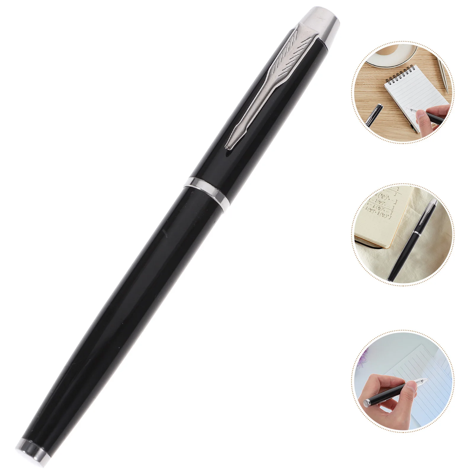 

1 set Slim Metal Black Ballpoint Pen Office Stationary Smooth Writing Gift Set Packaging Case for Birthday Anniversary