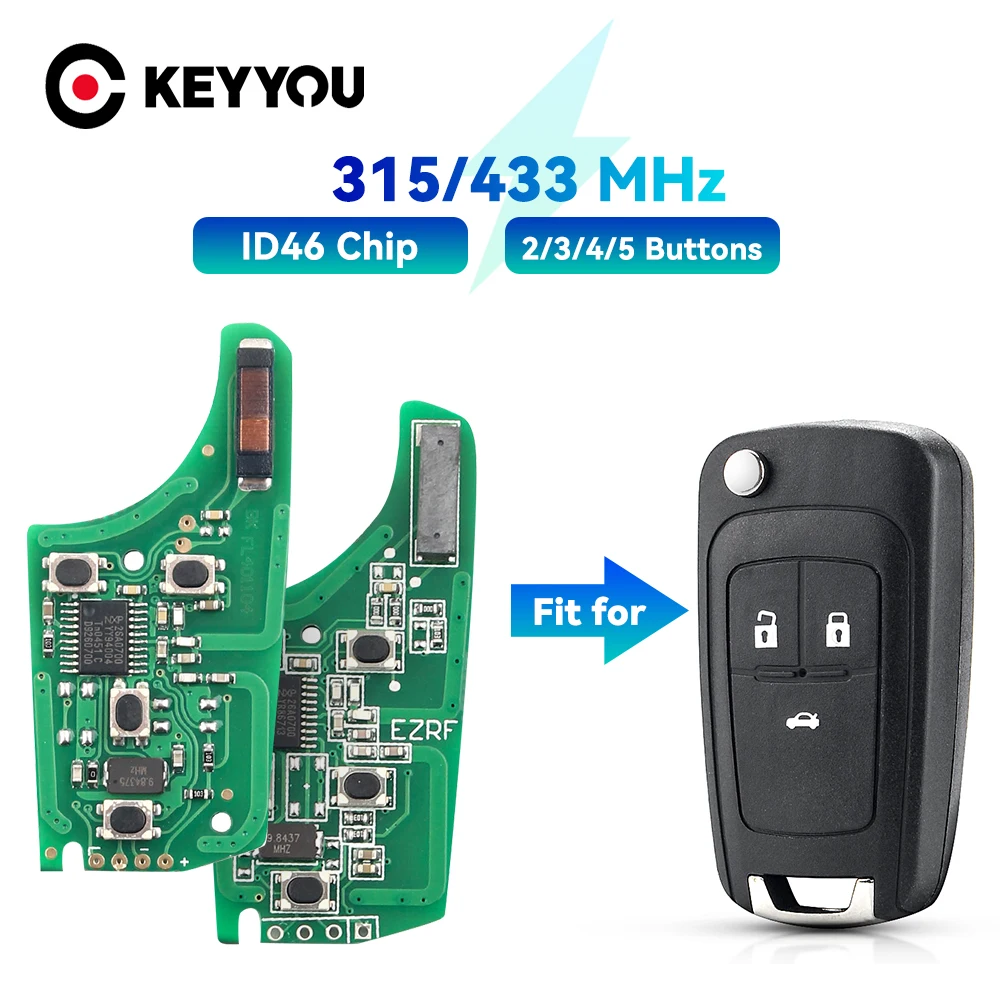 KEYYOU 315MHz/433MHz per Chevrolet Cruze Malibu Aveo Spark Sail 2/3/4/5 pulsante auto telecomando chiave circuito elettronico Chip ID46